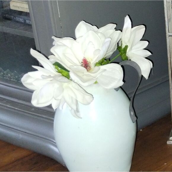 Metal Pitcher Vase Pale Blue with Shades of Grey - Picture 5 of 7